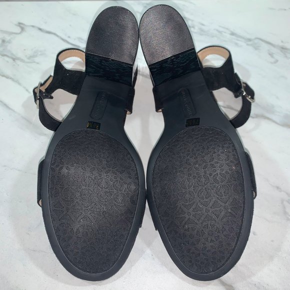 NIB ANDREW GELLER Black Marble-Look Heel Sandals - Picture 5 of 5